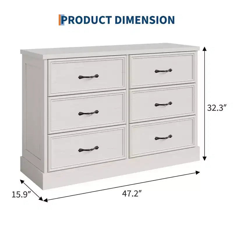 COZONY 6 Drawer Nightstand, Wood Bedside Storage Cabinet with Spacious Drawers, Space-Saving Bedroom Side Table Organizer