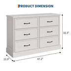 COZONY 6 Drawer Nightstand, Wood Bedside Storage Cabinet with Spacious Drawers, Space-Saving Bedroom Side Table Organizer
