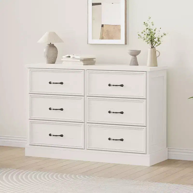 COZONY 6 Drawer Nightstand, Wood Bedside Storage Cabinet with Spacious Drawers, Space-Saving Bedroom Side Table Organizer