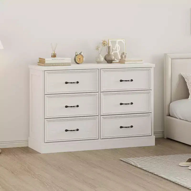 COZONY 6 Drawer Nightstand, Wood Bedside Storage Cabinet with Spacious Drawers, Space-Saving Bedroom Side Table Organizer