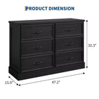 COZONY 6 Drawer Nightstand, Wood Bedside Storage Cabinet with Spacious Drawers, Space-Saving Bedroom Side Table Organizer