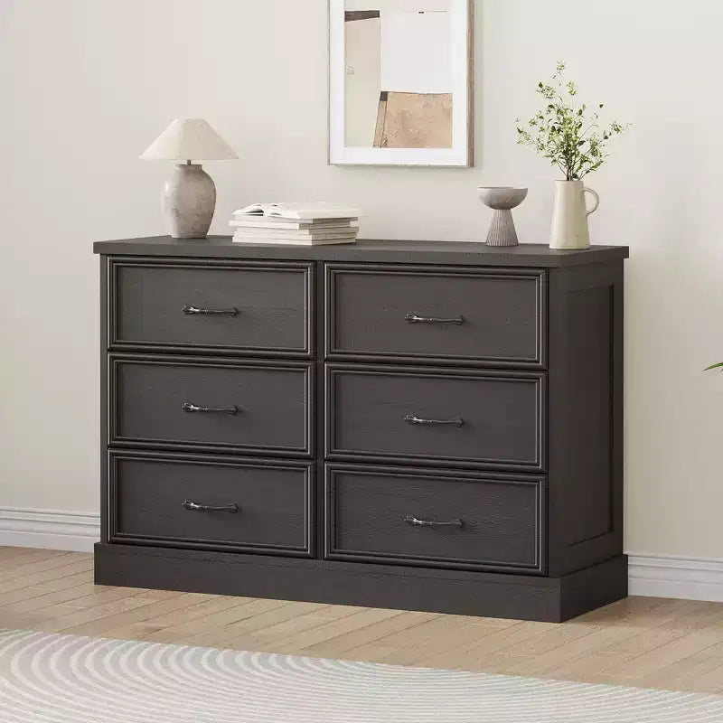 COZONY 6 Drawer Nightstand, Wood Bedside Storage Cabinet with Spacious Drawers, Space-Saving Bedroom Side Table Organizer