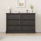 COZONY 6 Drawer Nightstand, Wood Bedside Storage Cabinet with Spacious Drawers, Space-Saving Bedroom Side Table Organizer