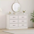 COZONY 6 Drawer Nightstand, Wood Bedside Storage Cabinet with Spacious Drawers, Space-Saving Bedroom Side Table Organizer