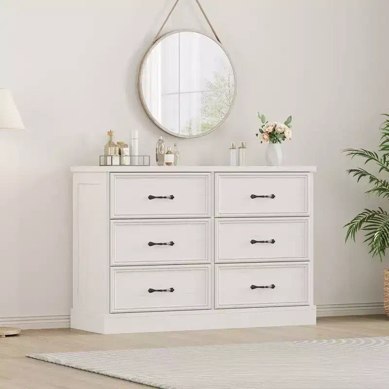 COZONY 6 Drawer Nightstand, Wood Bedside Storage Cabinet with Spacious Drawers, Space-Saving Bedroom Side Table Organizer