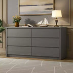 Acekool 6 Drawer Dresser, Modern Wide Storage Chest, Handle-Free Large Organizer Cabinet for Bedroom, Living Room, Entryway