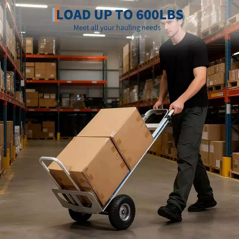 COZONY Aluminum Hand Truck/Stair Climbing Cart, 600 LBS Capacity, Heavy Duty Cart With Extendable Base
