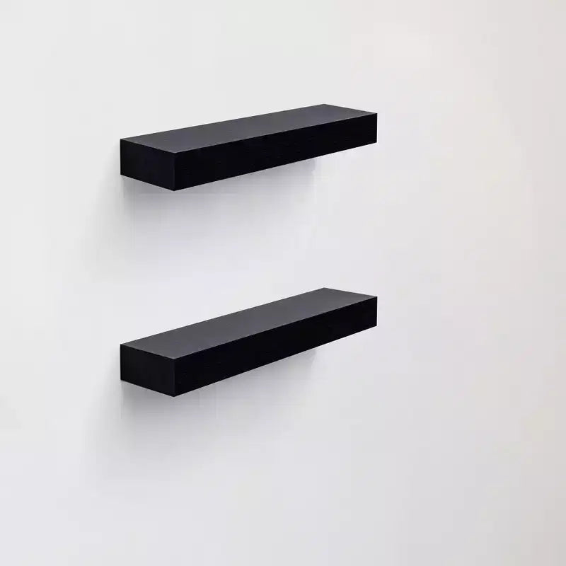 15.75 Black LED Floating Shelf C invisible-bracket wood wall mount with built-in LED, perfect bathroom/bedroom/kitchen dcor or book/plant display