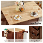 TUYOHW 53.78Inch Rolling Kitchen Island with Drop Leaf,Kitchen Cart with 2 Door Cabinet and 3 Drawers