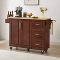 TUYOHW 53.78Inch Rolling Kitchen Island with Drop Leaf,Kitchen Cart with 2 Door Cabinet and 3 Drawers