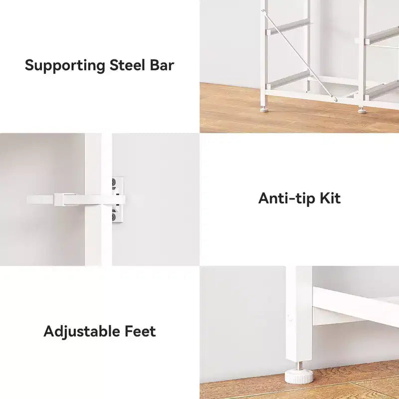 63 Inch White 9 Drawer Dresser for Bedroom LED TV Stand for 75 inch TV with Charging Station Power Outlets Fabric Storage Chest Media Console Table