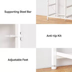 63 Inch White 9 Drawer Dresser for Bedroom LED TV Stand for 75 inch TV with Charging Station Power Outlets Fabric Storage Chest Media Console Table