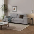 85 Inch Modern 3 Seater Sofa Couch with Adjustable Armrests and Plush Chenille Fabric,Couch with Button Tufted Backrest for Living Room & Bedroom