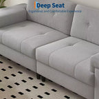 85 Inch Modern 3 Seater Sofa Couch with Adjustable Armrests and Plush Chenille Fabric,Couch with Button Tufted Backrest for Living Room & Bedroom
