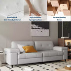 85 Inch Modern 3 Seater Sofa Couch with Adjustable Armrests and Plush Chenille Fabric,Couch with Button Tufted Backrest for Living Room & Bedroom