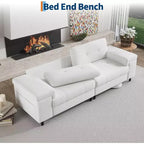 85 Inch Modern 3 Seater Sofa Couch with Adjustable Armrests and Plush Chenille Fabric,Couch with Button Tufted Backrest for Living Room & Bedroom