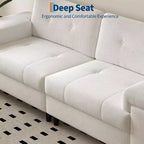 85 Inch Modern 3 Seater Sofa Couch with Adjustable Armrests and Plush Chenille Fabric,Couch with Button Tufted Backrest for Living Room & Bedroom