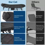 79 Portable Folding Bed with Cushion and Pillow, Camping Cot for Adults with Supports 500 Lbs, Lightweight Tent Cot for Patio Beach Indoor Outdoor