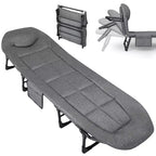 79 Portable Folding Bed with Cushion and Pillow, Camping Cot for Adults with Supports 500 Lbs, Lightweight Tent Cot for Patio Beach Indoor Outdoor