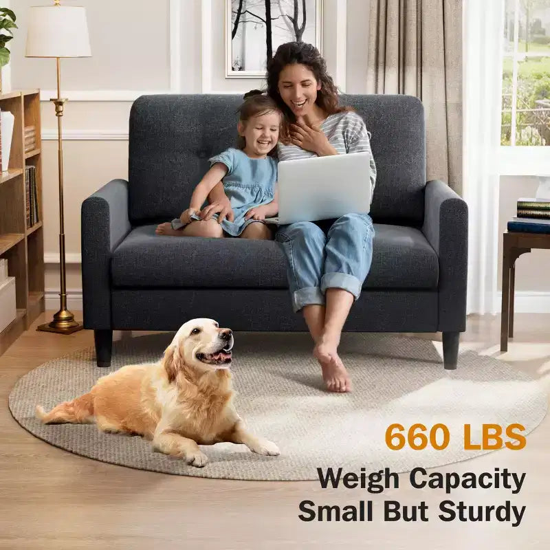 Dyonery Small Loveseat Sofa,50Comfy Couch with Thick Cushions,Tool-Free Assembly Loveseat for Bedroom Small Loveseat for Small Spaces