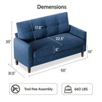 Dyonery Small Loveseat Sofa,50Comfy Couch with Thick Cushions,Tool-Free Assembly Loveseat for Bedroom Small Loveseat for Small Spaces