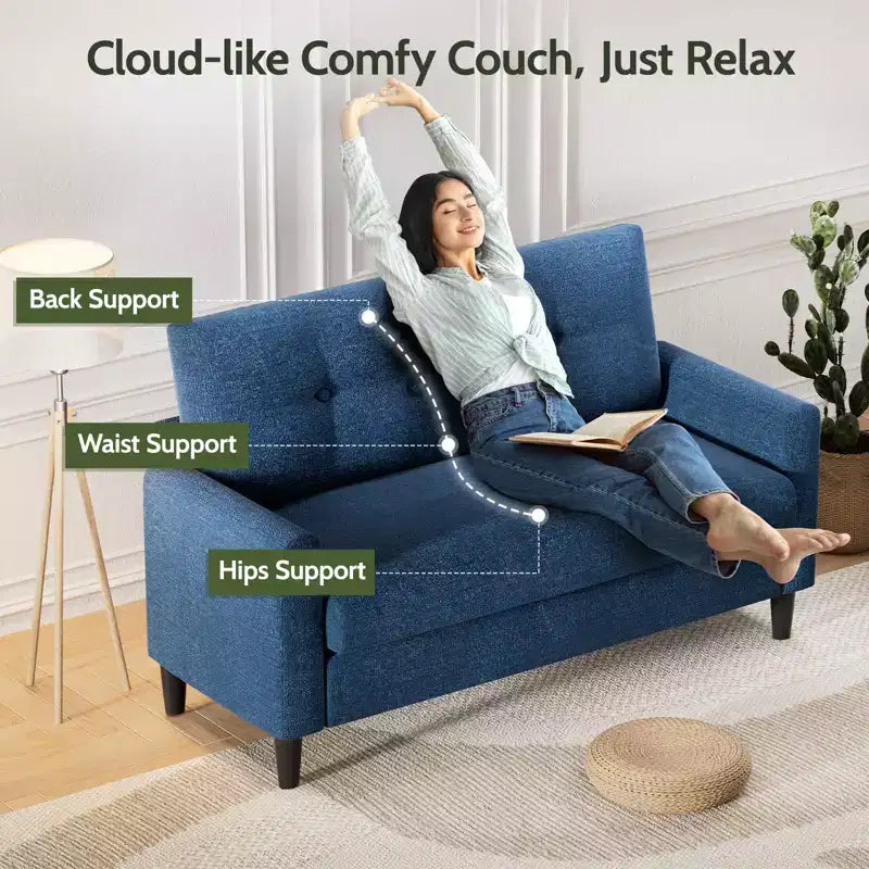 Dyonery Small Loveseat Sofa,50Comfy Couch with Thick Cushions,Tool-Free Assembly Loveseat for Bedroom Small Loveseat for Small Spaces