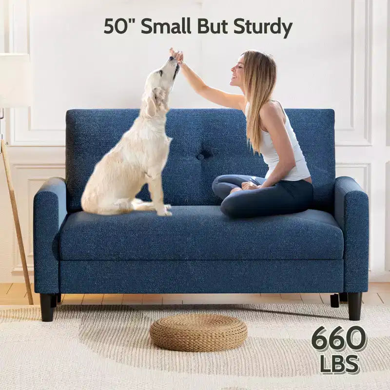 Dyonery Small Loveseat Sofa,50Comfy Couch with Thick Cushions,Tool-Free Assembly Loveseat for Bedroom Small Loveseat for Small Spaces