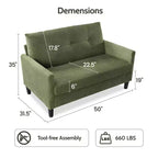 Dyonery Small Loveseat Sofa,50Comfy Couch with Thick Cushions,Tool-Free Assembly Loveseat for Bedroom Small Loveseat for Small Spaces