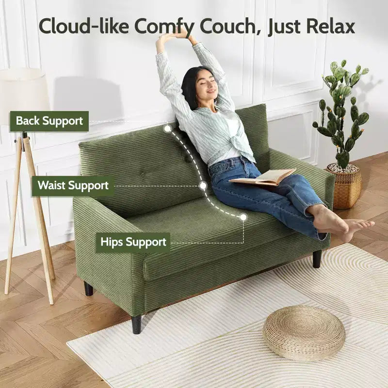 Dyonery Small Loveseat Sofa,50Comfy Couch with Thick Cushions,Tool-Free Assembly Loveseat for Bedroom Small Loveseat for Small Spaces
