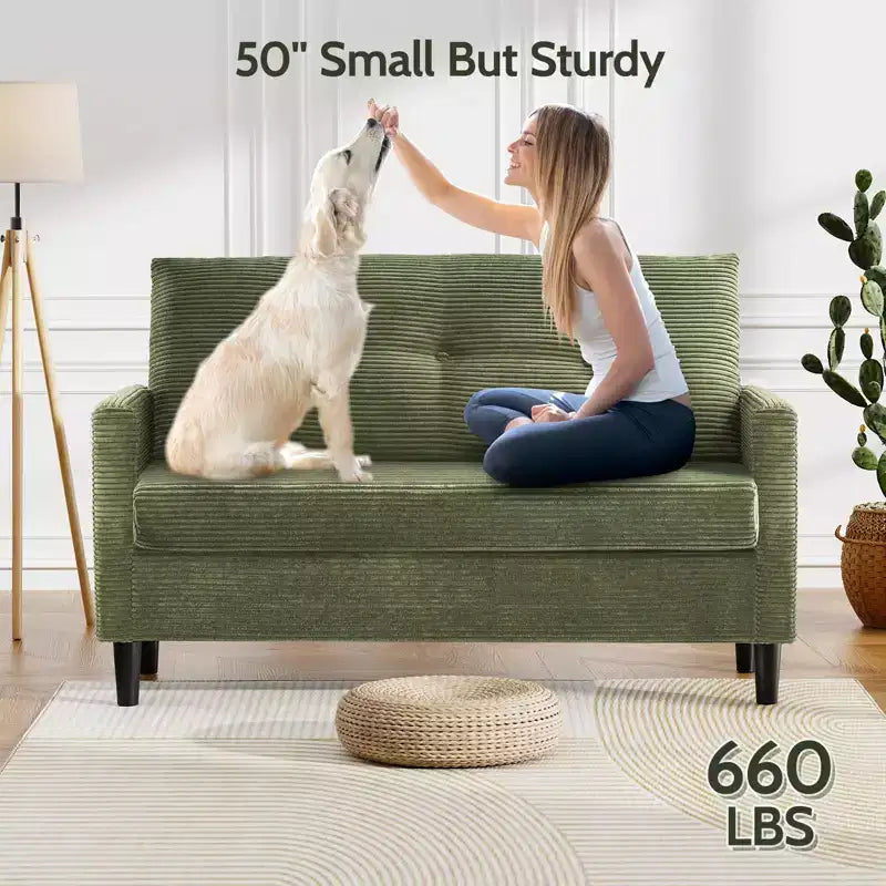 Dyonery Small Loveseat Sofa,50Comfy Couch with Thick Cushions,Tool-Free Assembly Loveseat for Bedroom Small Loveseat for Small Spaces