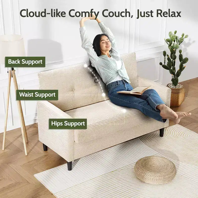 Dyonery Small Loveseat Sofa,50Comfy Couch with Thick Cushions,Tool-Free Assembly Loveseat for Bedroom Small Loveseat for Small Spaces