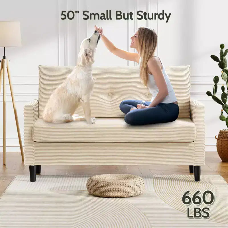 Dyonery Small Loveseat Sofa,50Comfy Couch with Thick Cushions,Tool-Free Assembly Loveseat for Bedroom Small Loveseat for Small Spaces