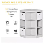 HOMCOM Kids Corner Cabinet, Cubby Toy Storage Organizer, Bookshelf Unit with Three Baskets for Playroom, Bedroom, Living Room, Grey