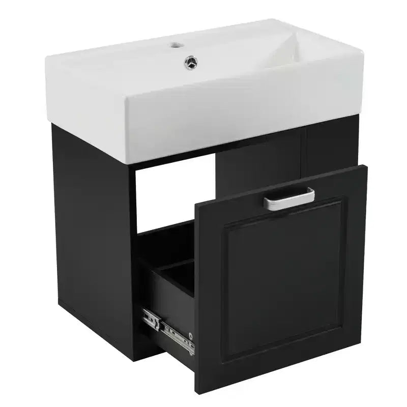 21.8 Wall Bathroom Cabinet with Sink, Bathroom storage Cabinet with Drawers, Single Sink Bathroom Vanity with Adjustable Shelf
