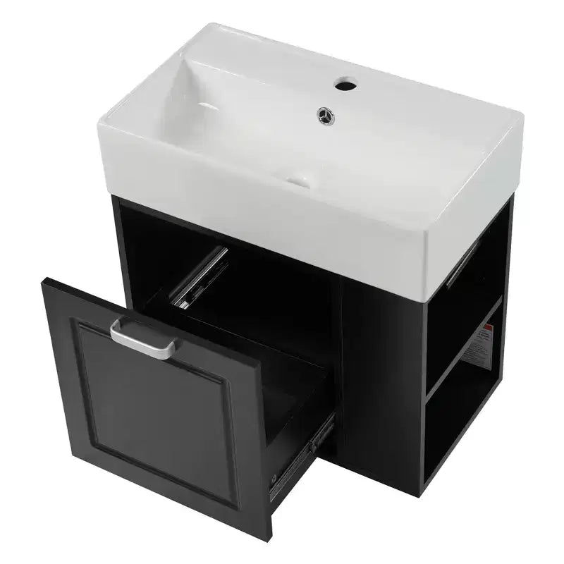 21.8 Wall Bathroom Cabinet with Sink, Bathroom storage Cabinet with Drawers, Single Sink Bathroom Vanity with Adjustable Shelf