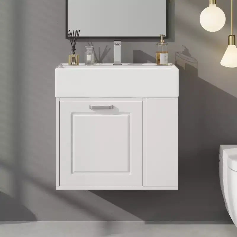 21.8 Wall Bathroom Cabinet with Sink, Bathroom storage Cabinet with Drawers, Single Sink Bathroom Vanity with Adjustable Shelf