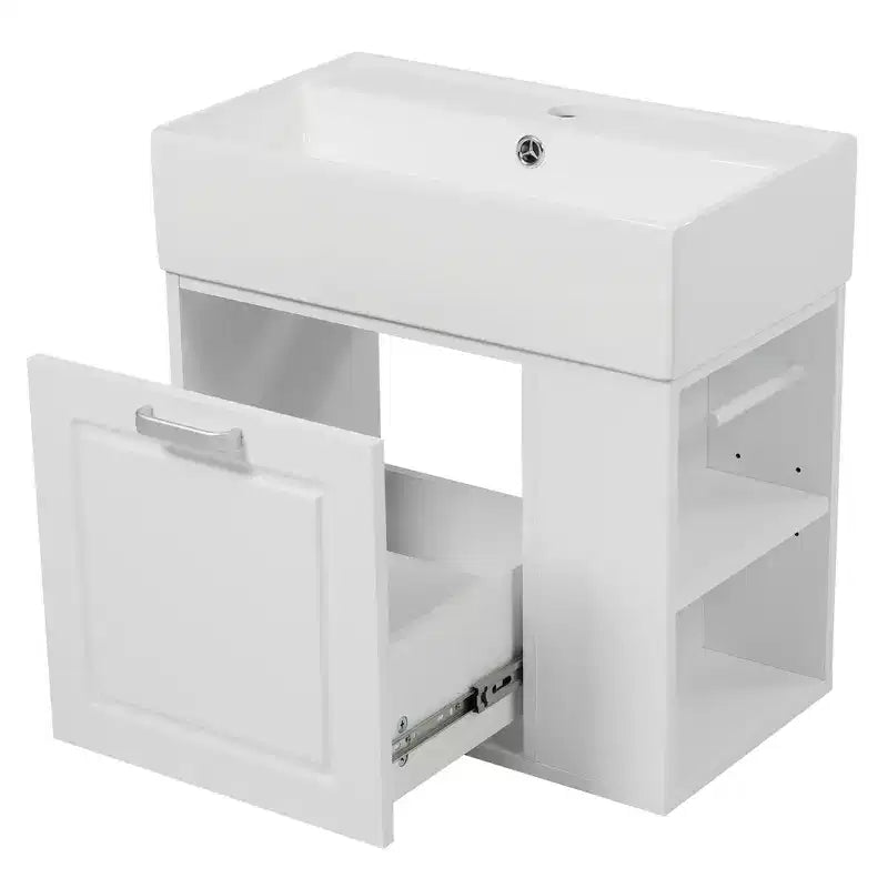 21.8 Wall Bathroom Cabinet with Sink, Bathroom storage Cabinet with Drawers, Single Sink Bathroom Vanity with Adjustable Shelf