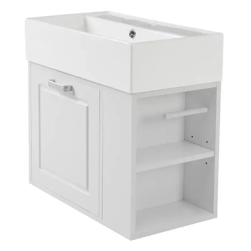 21.8 Wall Bathroom Cabinet with Sink, Bathroom storage Cabinet with Drawers, Single Sink Bathroom Vanity with Adjustable Shelf