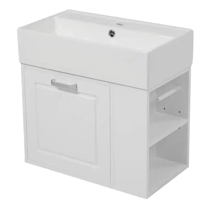 21.8 Wall Bathroom Cabinet with Sink, Bathroom storage Cabinet with Drawers, Single Sink Bathroom Vanity with Adjustable Shelf