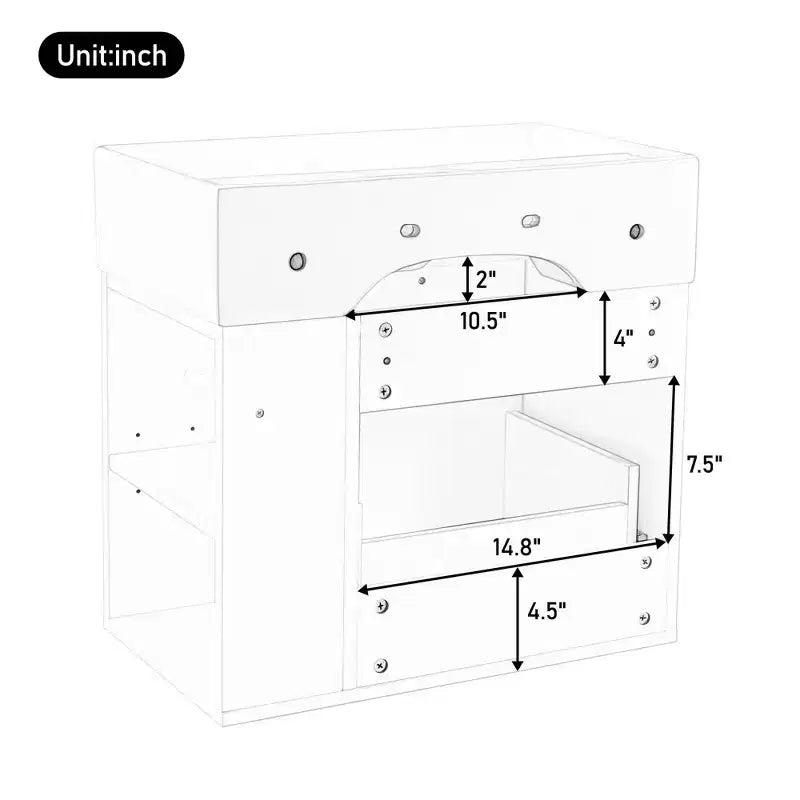 21.8 Wall Bathroom Cabinet with Sink, Bathroom storage Cabinet with Drawers, Single Sink Bathroom Vanity with Adjustable Shelf