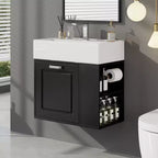 21.8 Wall Bathroom Cabinet with Sink, Bathroom storage Cabinet with Drawers, Single Sink Bathroom Vanity with Adjustable Shelf