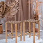 2-Pack 27.6 Metal Bar Stools  counter height, footrest, hand-made drawstring, kitchen/island/dining ready.