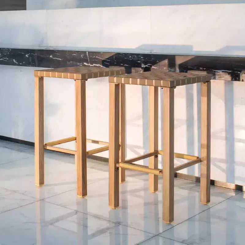 2-Pack 27.6 Metal Bar Stools  counter height, footrest, hand-made drawstring, kitchen/island/dining ready.