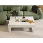 Famapy Warm Coffee Table White Wood Grain Center Table Sofa Side Table 176LBS Load-Bearing Built-In Storage Organizer Rectangle/Square Coffee Table