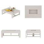 Famapy Warm Coffee Table White Wood Grain Center Table Sofa Side Table 176LBS Load-Bearing Built-In Storage Organizer Rectangle/Square Coffee Table