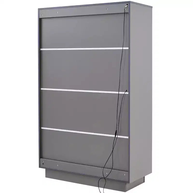 60.6" Tall Display Cabinet with LED Lights, Glass Shelves & 2 Drawers