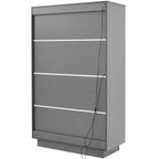 60.6" Tall Display Cabinet with LED Lights, Glass Shelves & 2 Drawers