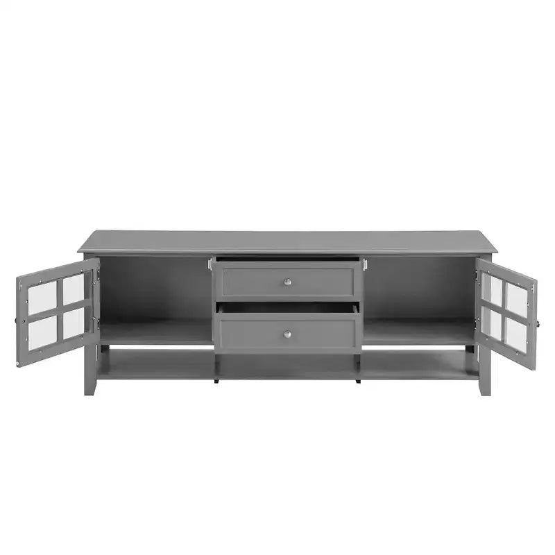 59" Modern TV Stand for 60" TVs – Grey MDF Media Console with Storage