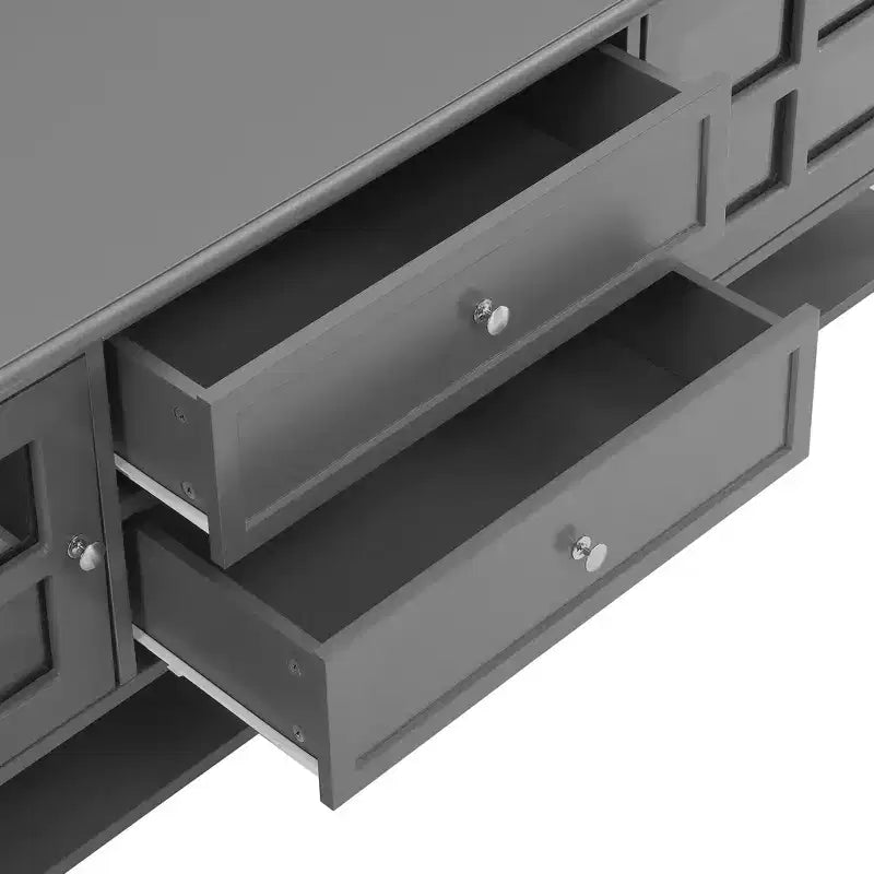 59" Modern TV Stand for 60" TVs – Grey MDF Media Console with Storage