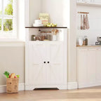 64.8 Tall Farmhouse Corner Cabinet with 4 Doors and 5 Storage Shelves, Farmhouse Storage Cabinet with Barn Door Design